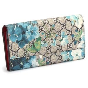 Gucci GG Supreme Continental Wallet Bloom Blue Hydrangea